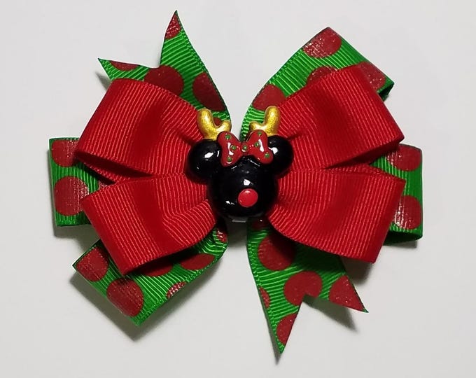 3.5" Reindeer Polka Dot Hair Bow
