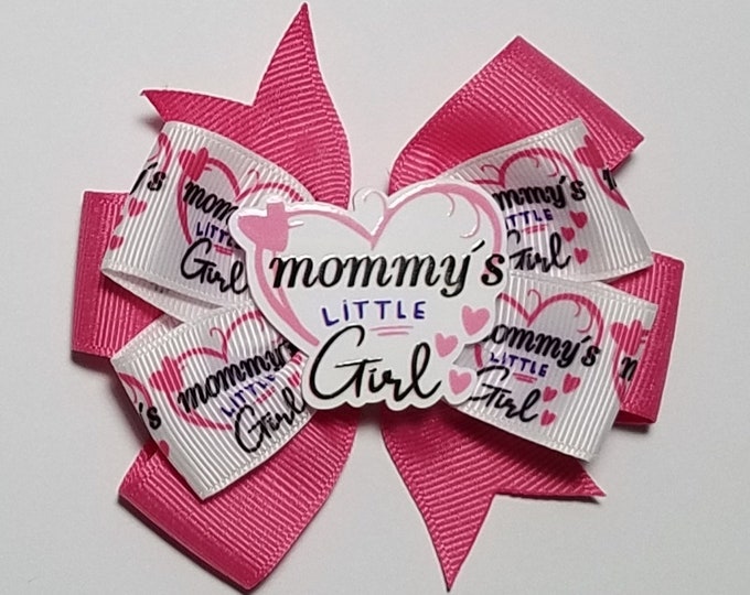 3.5" Mommy's Girl Hair Bow *You Choose Solid Bow Color*