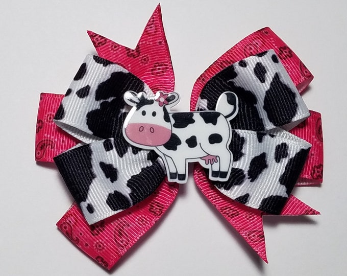 3.5" Cow Print Hair Bow