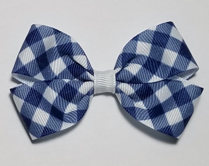 3" Blue Gingham Hair Bow