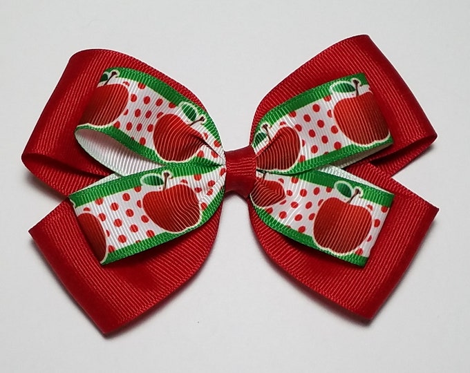 5" Apple Hair Bow *You Choose Solid Bow Color*