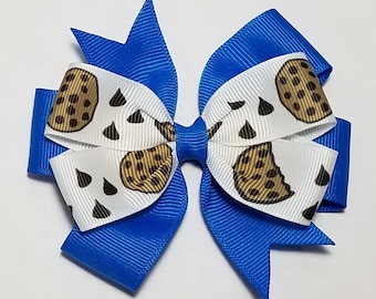 3.5&quot; Chocolate Chip Cookie Hair Bow *You Choose Solid Bow Color*