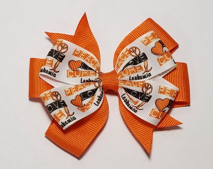 3.5" Leukemia Orange Awareness Hair Bow *You Choose Solid Bow Color*