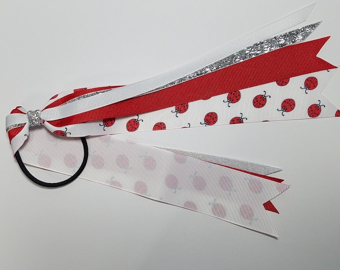 Ladybug Print Ponytail Streamer *You Choose Length*