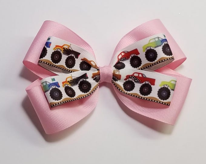 5" Monster Truck Hair Bow *You Choose Solid Bow Color*