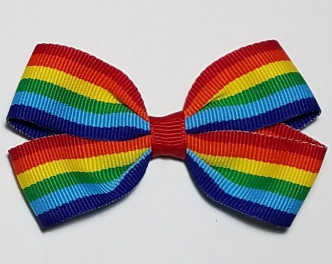 3" Rainbow Stripe Hair Bow