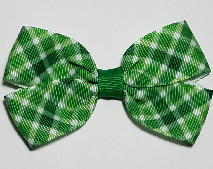 3" Green Plaid Hair Bow