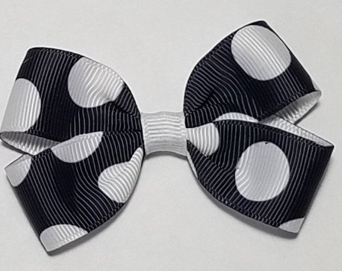 3" Black White Polka Dot Hair Bow