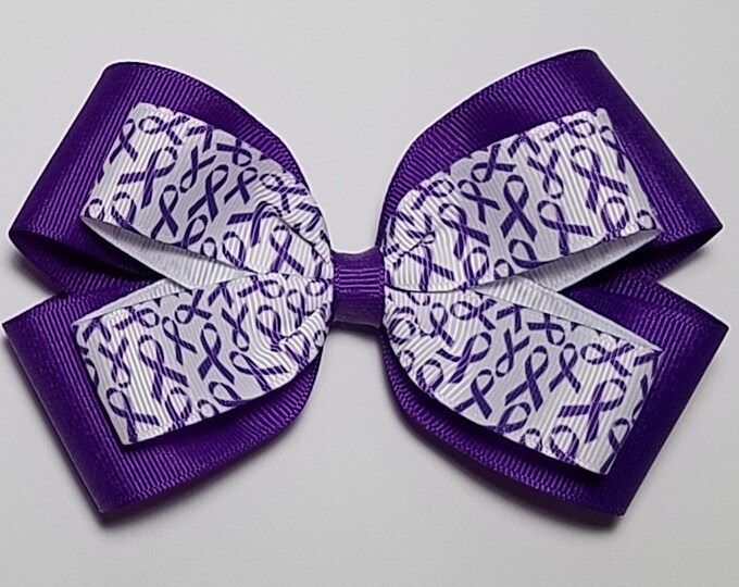 5" Purple Awareness Ribbon Hair Bow