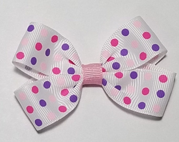 3" Pink Purple Polka Dot Hair Bow