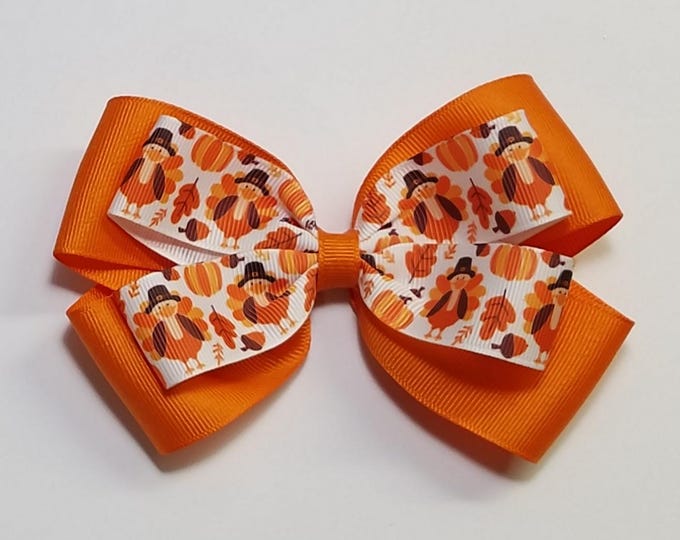 5" Turkey Hair Bow *You Choose Solid Bow Color*