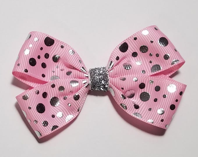 3" Pink Foil Polka Dot Hair Bow