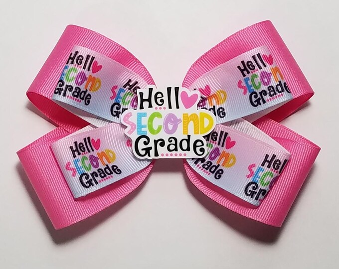 5" 2nd Grade Hair Bow *You Choose Solid Bow Color*
