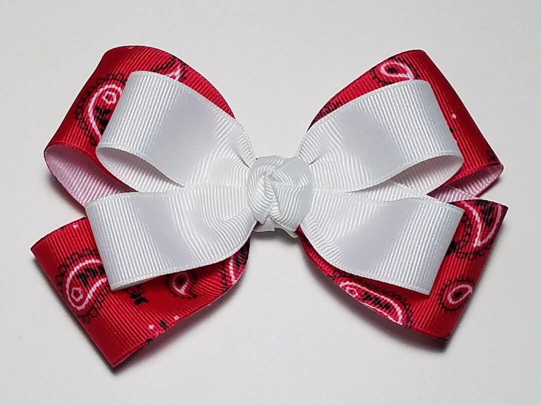 5 Bandana Hair Bow you Choose Solid Bow Color Etsy