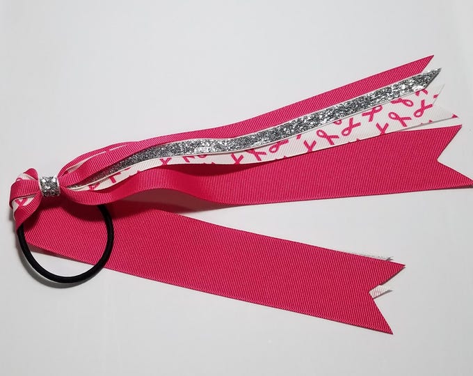 Pink Awareness Ribbon Ponytail Streamer *You Choose Length*
