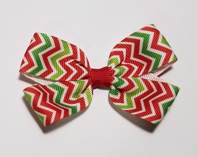 3" Christmas Chevron Stripe Hair Bow