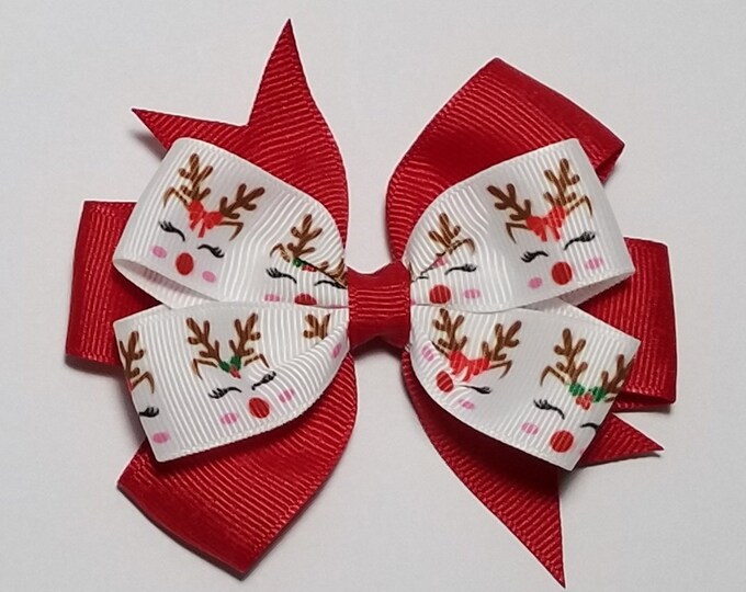 3.5" Reindeer Hair Bow *You Choose Solid Bow Color*