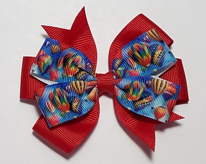 3.5" Hot Air Balloon Hair Bow *You Choose Solid Bow Color*