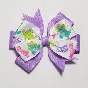 3.5&quot; Dinosaur Hair Bow *You Choose Solid Bow Color*