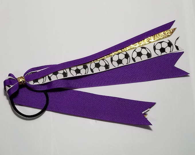 Soccer Ponytail Streamer *You Choose Solid Color- Glitter Color & Length*