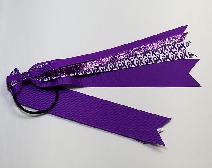 Purple Awareness Ribbon Ponytail Streamer *You Choose Length*