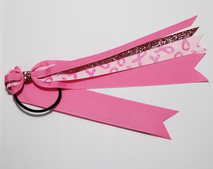 Breast Cancer Pink Awareness Glitter Ponytail Streamer