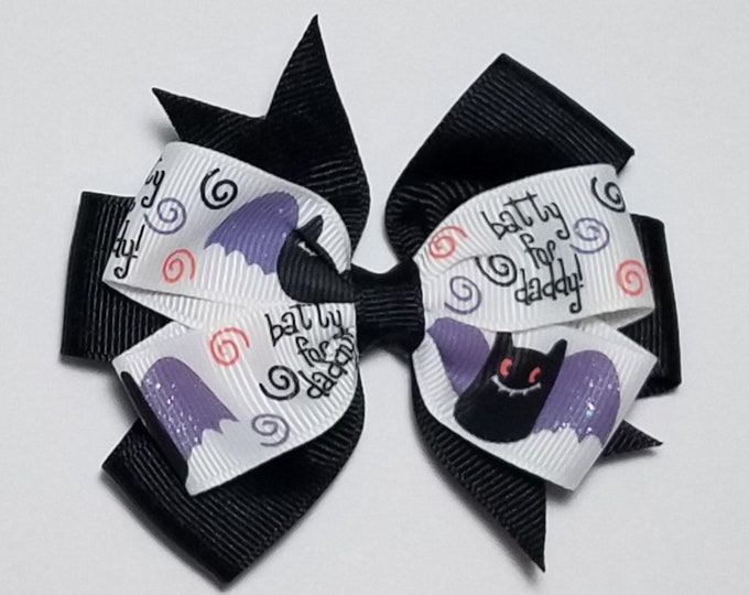 3.5" Batty for Daddy Hair Bow *You Choose Solid Bow Color*