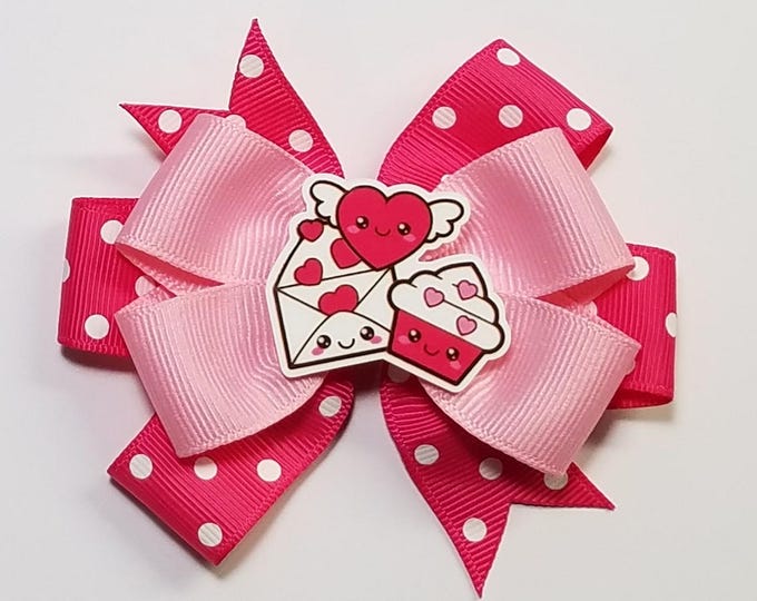 3.5" Valentine's Day Hair Bow *You Choose Solid Bow Color*