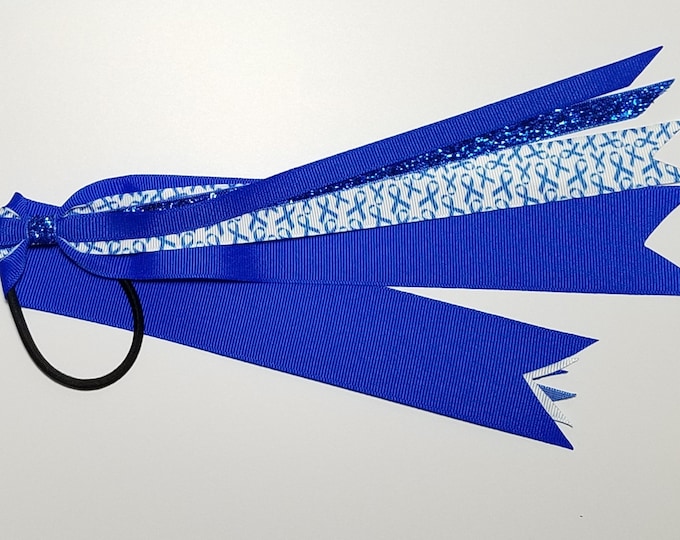 Blue Awareness Ribbon Ponytail Streamer