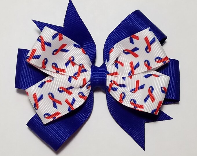 3.5" CHD Awareness Ribbon Hair Bow *You Choose Solid Bow Color*