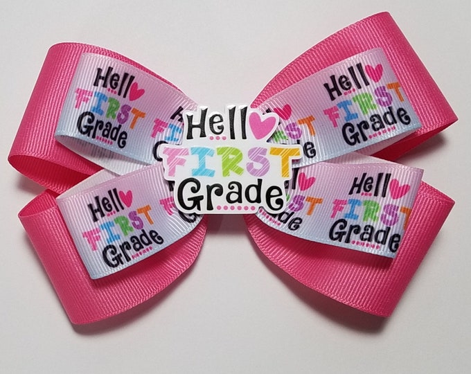 5" 1st Grade Hair Bow *You Choose Solid Bow Color*