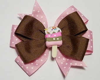 Lazo para el cabello con chispas de helado de 3.5" (puedes elegir el color del lazo)
