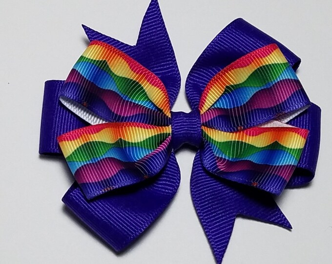 3.5" Rainbow Hair Bow *You Choose Solid Color Bow*