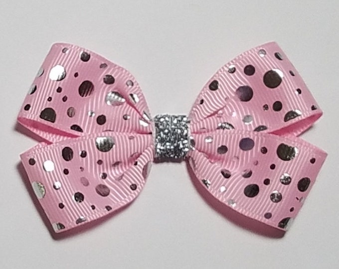 3" Pink Foil Polka Dot Hair Bow
