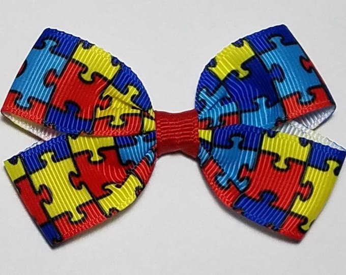 3" Autism Awareness Hair Bow