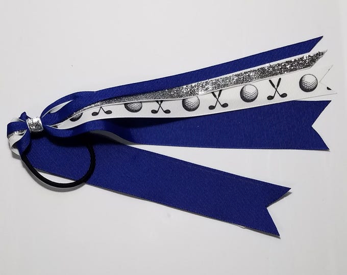 Golf Ponytail Streamer *You Choose Solid Ribbon Color- Glitter Color & Length*