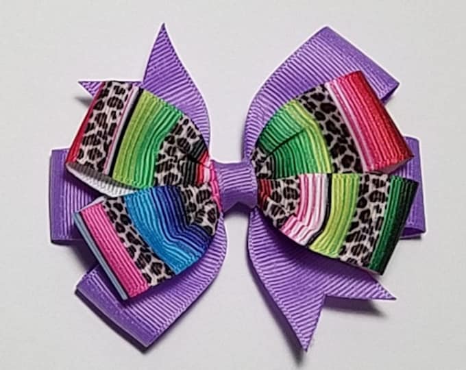 3.5" Leopard Serape Hair Bow *You Choose Solid Bow Color*