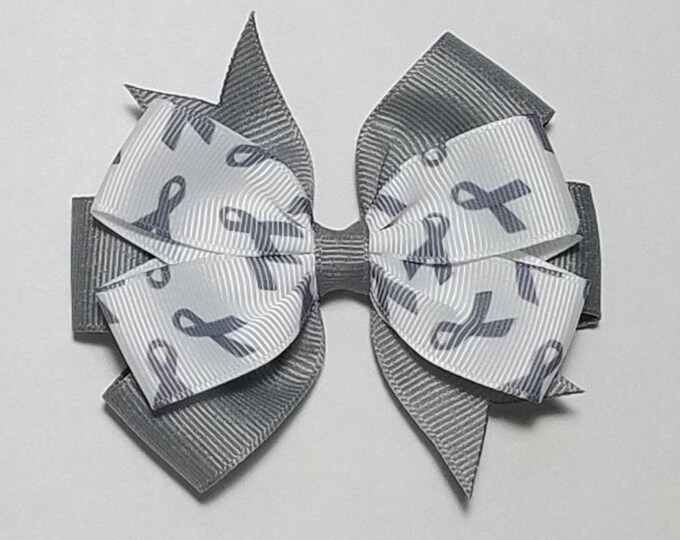 3.5" Gray Awareness Ribbon Hair Bow