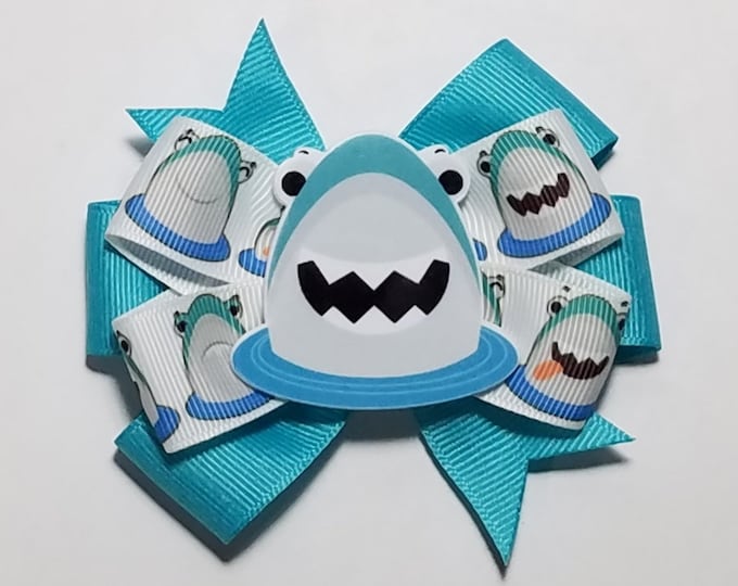 3.5" Shark Hair Bow *You Choose Solid Bow Color*