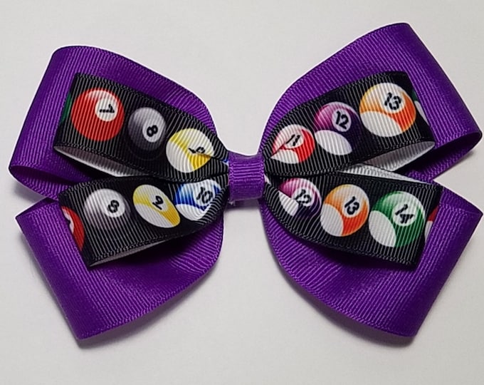 5" Billiards Pool Balls Hair Bow *You Choose Solid Bow Color*