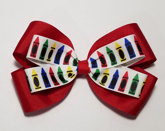 5" Crayon Hair Bow *You Choose Solid Bow Color*