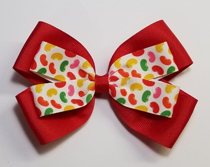 5" Jelly Bean Hair Bow *You Choose Solid Bow Color*