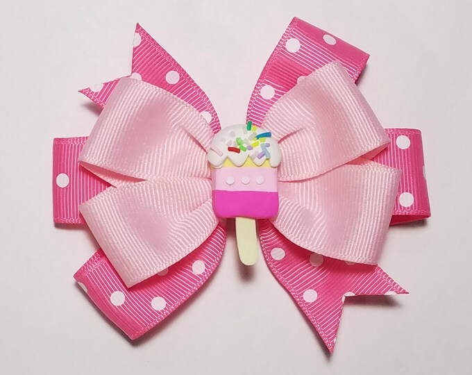 3.5" Ice Cream Sprinkles Hair Bow *You Choose Solid Bow Color*