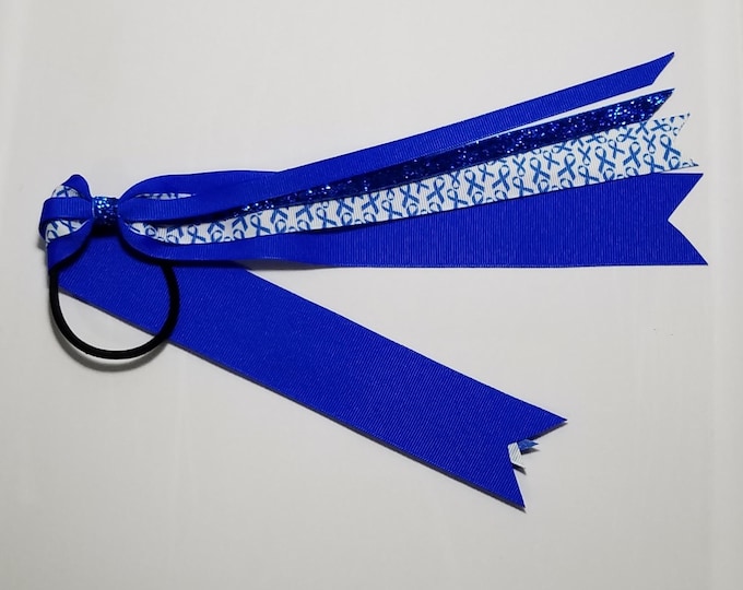 Blue Awareness Ribbon Ponytail Streamer