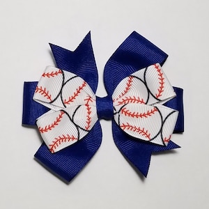 3.5" Baseball Hair Bow *You Choose Solid Bow Color*