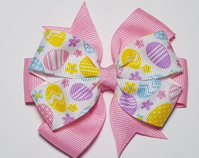 3.5" Easter Egg Hair Bow *You Choose Solid Bow Color*