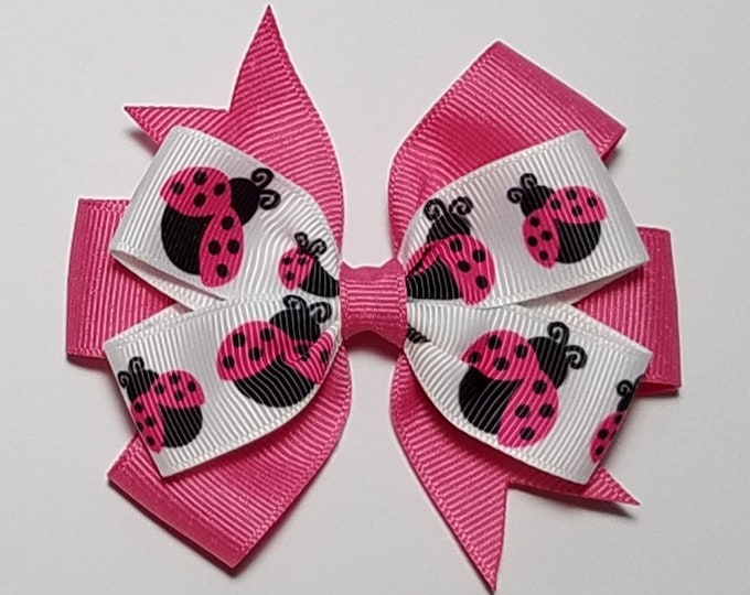 3.5" Ladybug Hair Bow *You Choose Solid Bow Color*