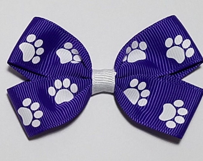 3" Purple Paw Print Hair Bow