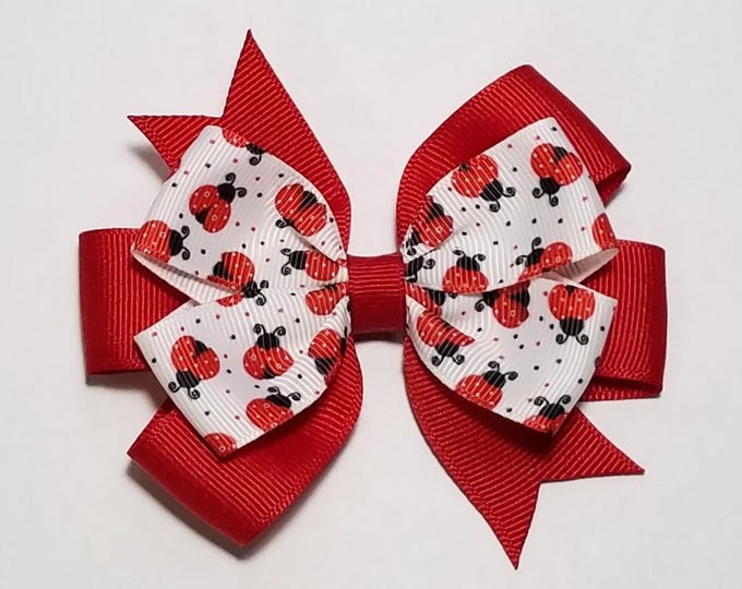 3.5" Ladybug Hair Bow *You Choose Solid Bow Color*
