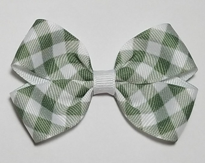 3" Green Gingham Hair Bow